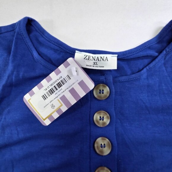 Zenana Womens XL Jumpsuit Blue Long Sleeve Button-Front Drawstring Waist Pockets - Picture 8 of 11